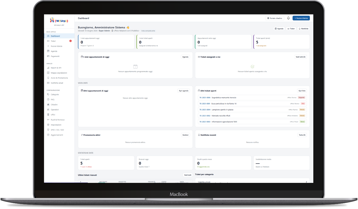 Anteprima back-office W-URP